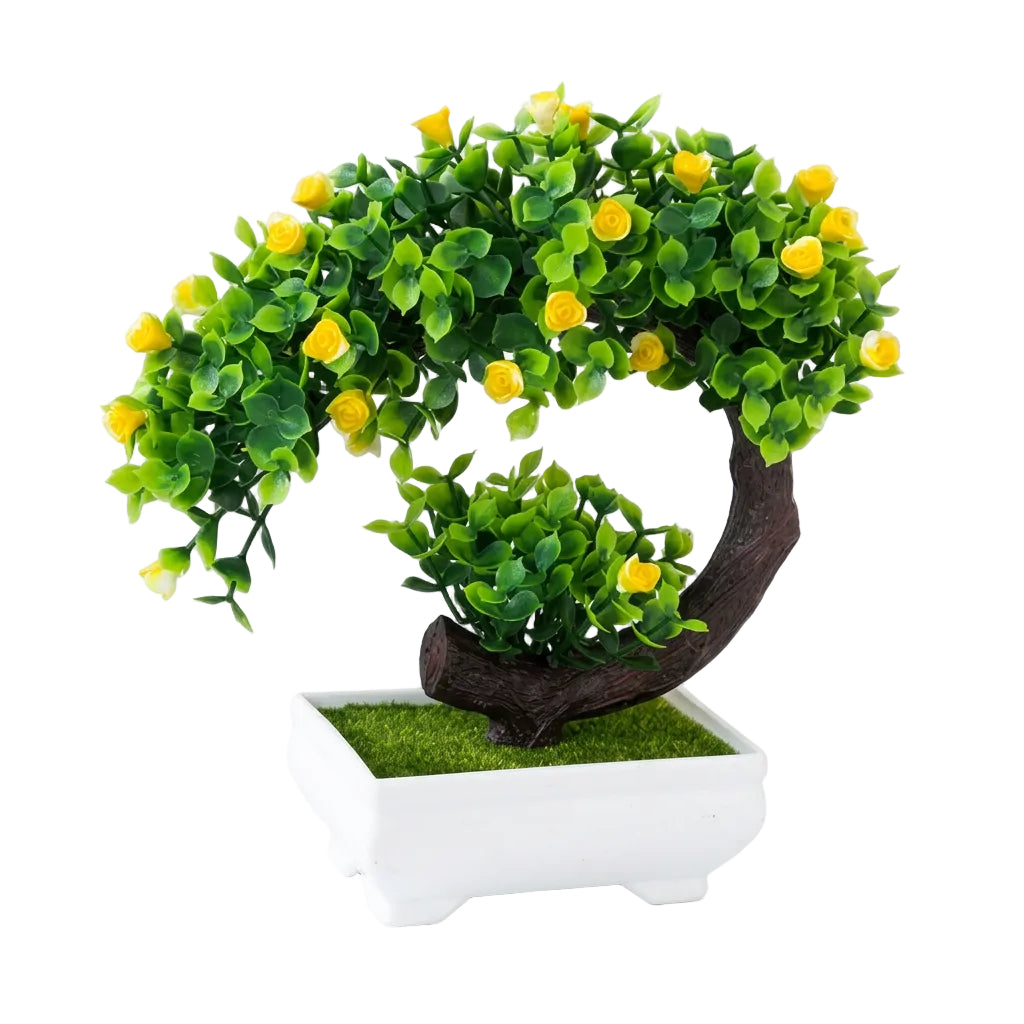 Artificial plastic bonsai with silk flowers for home decoration 20cm