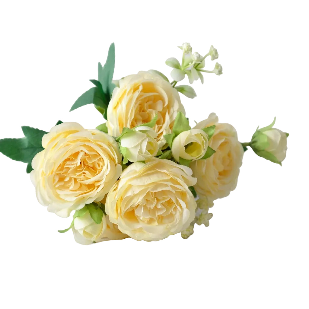 Korean silk peony bouquet with 5 spring artificial flowers for wedding decoration