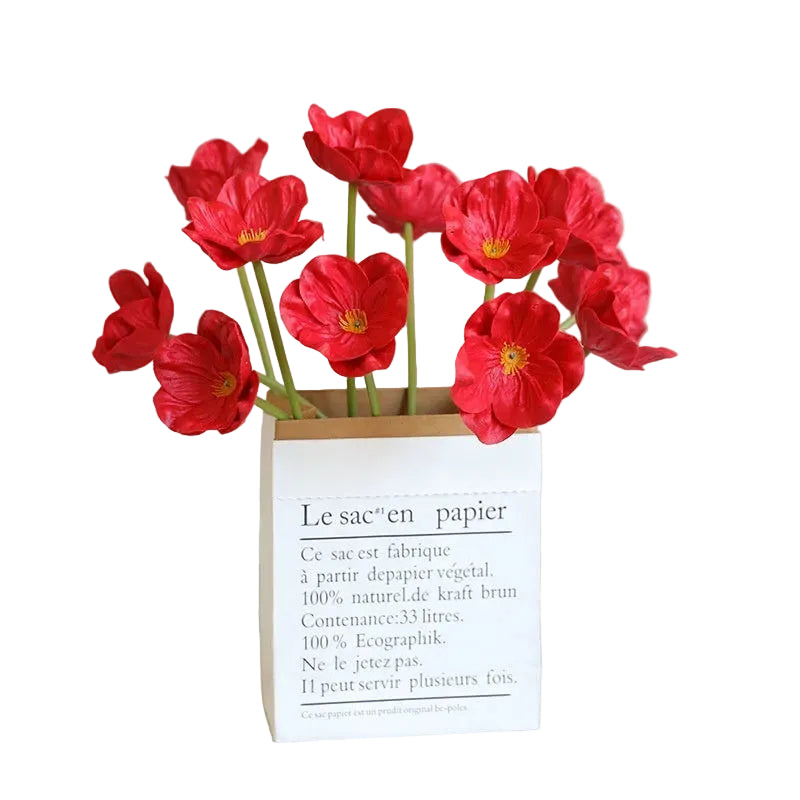 Mini artificial poppy flower stem made of PU for home decoration and wedding decor